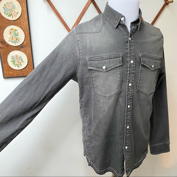 Zadig & Voltaire Denim Pearl Snap Western Shirt - Picture 9 of 13